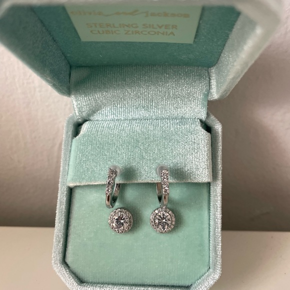 Sterling Silver Cubic Zirconia Hoop Earrings and Stud Earrings - Picture 3 of 7